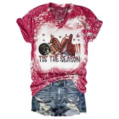 Seasonal Splendor Football Tie-Dye V-Neck Tee